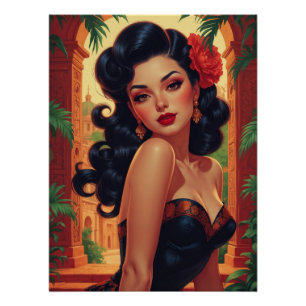 Glamouröses mexikanisches Button-Up-Portrait Poster