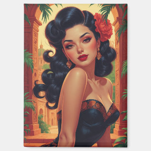 Glamouröses mexikanisches Pin-Up-Porträt Magnet