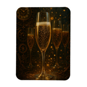 Glamouröses Neues Jahr Steampunk Champagner  Magnet