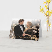 Glamouröses Paar mit Twinkling Bokeh Karte (Gelbe Blume)