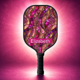 Glamouröses Rosa und Gold abstrakt Personalisiert Pickleball Schläger