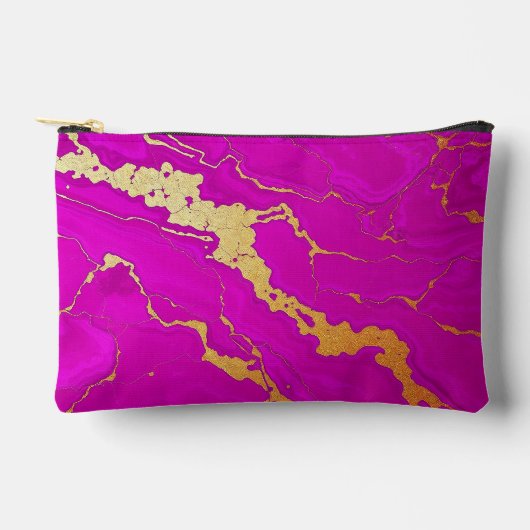 Glamouröses rosa und goldenes Marmor Zubehörtasche (Vorderseite)