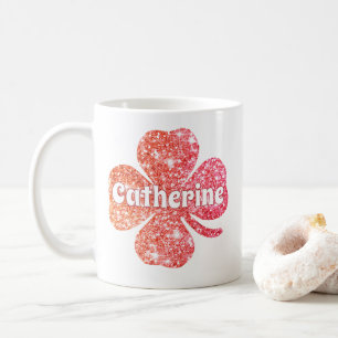 Glamouröses rotes Glitter-Glücksklee-Name  Kaffeetasse