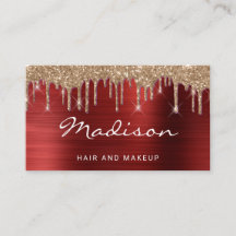Glamouröses rotes Metall-Gold-Glitter-Tropfhaar & 