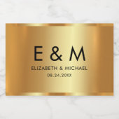 Glamouröses Save-the-Date Gold Text Monogramm Schaumweinetikett (Einzelnes Label)