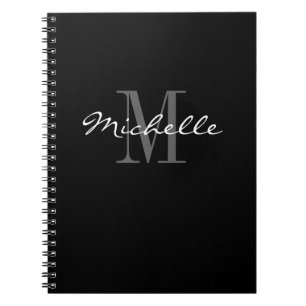 Glamouröses schwarz-weißes Monogramm-Wendelnoteb Notizblock