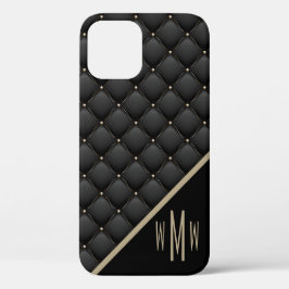 Glamouröses Schwarzes Gold gequiltes Muster Monogr Case-Mate iPhone Hülle