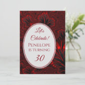 Glamouröses Shiny Red Fraktal 30. Geburtstag Einladung (Stehend Vorderseite)