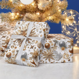 Glamouröses Silber-Gold-Schwung-Weihnachten Geschenkpapier