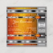 Glamouröses Silber mit orangefarbenem Marmor und D Quadratische Visitenkarte (Rückseite)