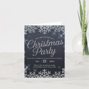 Glamouröses Silber und Blaues Sparkor Weihnachts-P Einladung