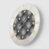 Glamouröses Silber und Gold auf schwarz Große Wanduhr (Winkel)