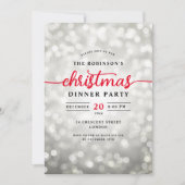 Glamouröses Silver Lights Weihnachtsessen Party Einladung (Vorderseite)