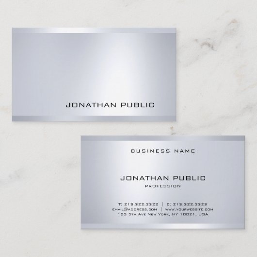 Glamouröses Silver Look Elegant Modernes Cooles Sc Visitenkarte (Vorne/Hinten)
