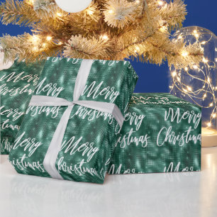 Glamouröses Smaragdgrün Frohe Weihnachten Kalligra Geschenkpapier