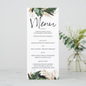 Glamouröses Sommergarten tropisches Hochzeitsmenü Menükarte (Stehend Vorderseite)
