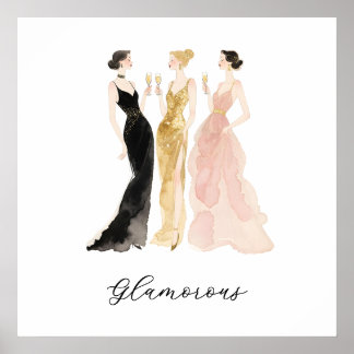 Glamouröses stilvolles Abendkleid für Damen Toast  Poster