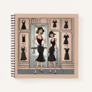 Glamouröses Vintage-LBD-Kleines-Schwarzes-Tagebuch Notizblock