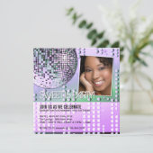 Glamourous 16 . Geburtstag Disco Ball Einladung (Stehend Vorderseite)