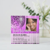 Glamourous 16 . Geburtstag Disco Ball Einladung (Stehend Vorderseite)