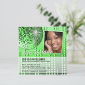 Glamourous 16 . Geburtstag Disco Ball Einladung (Stehend Vorderseite)