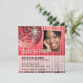 Glamourous 16 . Geburtstag Disco Ball Einladung (Stehend Vorderseite)