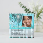 Glamourous 16 . Geburtstag Disco Ball Einladung (Stehend Vorderseite)