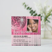 Glamourous 16 . Geburtstag Disco Ball Einladung (Stehend Vorderseite)