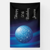 Glamourous 50. Geburtstag Blue Party Disco Ball Banner (Vertikal)