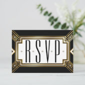 Glamourous Art Deco Geometric Wedding RSVP (Stehend Vorderseite)