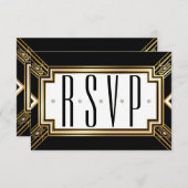 Glamourous Art Deco Geometric Wedding RSVP (Vorne/Hinten)