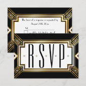 Glamourous Art Deco Geometric Wedding RSVP Karte (Vorne/Hinten)