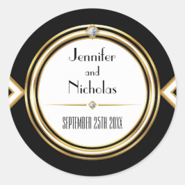 Glamourous ArtDeco Geometric Wedding Umschlag Aufk Runder Aufkleber