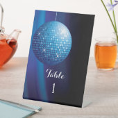Glamourous Blue Party Disco Ball Tischnummer Sockelschild (In Situ)
