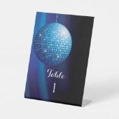 Glamourous Blue Party Disco Ball Tischnummer Sockelschild (Vorderseite)