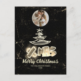 Glamourous Chic Xmas Golden Glow Tree Foto Postkarte