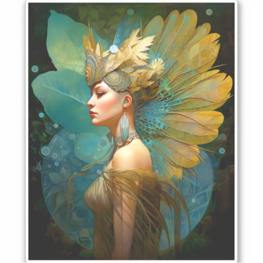 Glamourous Fairy Woman Fantasy Art Aufkleber (Vorderseite)