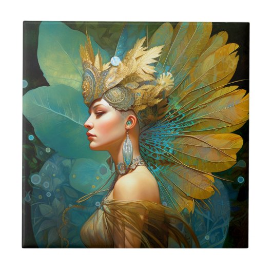 Glamourous Fairy Woman Fantasy Art Fliese (Vorderseite)