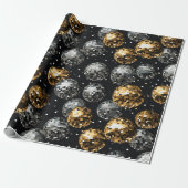 Glamourous Metallic Gold und Silver Disc Ball Geschenkpapier (Ungerollt)