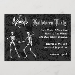Glamourous Skeletons Halloween-Party Einladung
