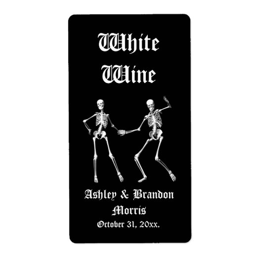 Glamourous skeletons Wedding Wine Label (Vorne)