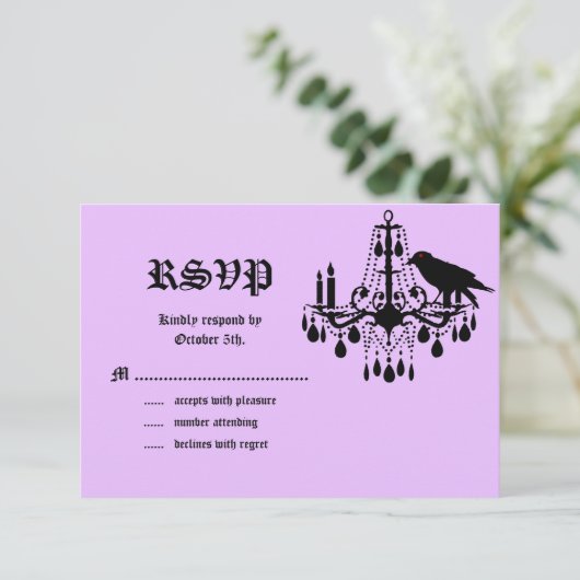 Glamourous Skelette UAWG lila RSVP Karte (Stehend Vorderseite)