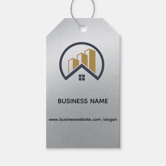 Glamours Silber | Schwarzweiß-Real-Anwesen Geschenkanhänger (Vorderseite)