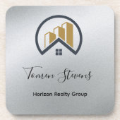 Glamours Silber | Schwarzweiß-Real-Anwesen Getränkeuntersetzer (Vorderseite)