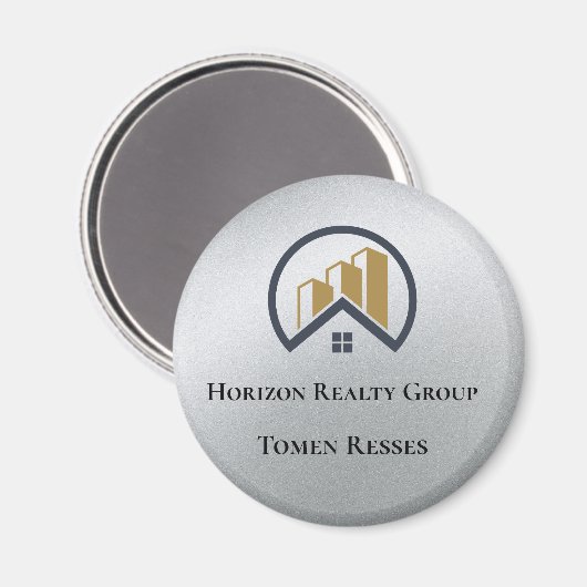 Glamours Silber | Schwarzweiß-Real-Anwesen Magnet (Vorderseite/Rückseite)