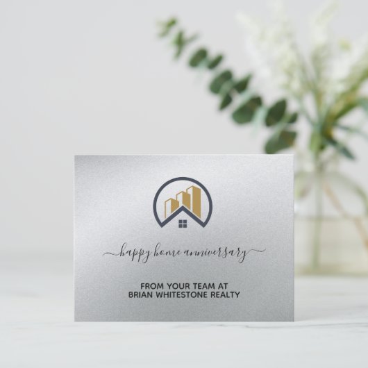 Glamours Silber | Schwarzweiß-Real-Anwesen Postkarte (Stehend Vorderseite)