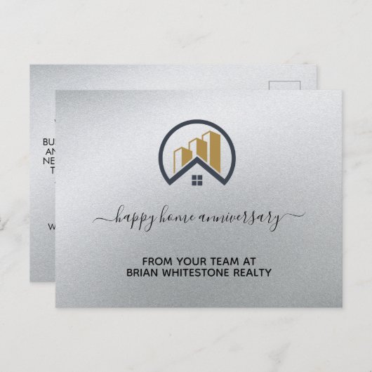 Glamours Silber | Schwarzweiß-Real-Anwesen Postkarte (Vorne/Hinten)