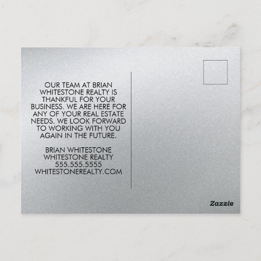 Glamours Silber | Schwarzweiß-Real-Anwesen Postkarte (Rückseite)