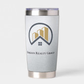 Glamours Silber | Schwarzweiß-Real-Anwesen Thermobecher (Vorderseite)