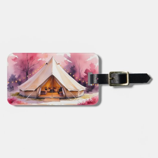 Glamping Bachelorette Weekend Wasserfarbe Gepäckanhänger (Vorderseite horizontal)
